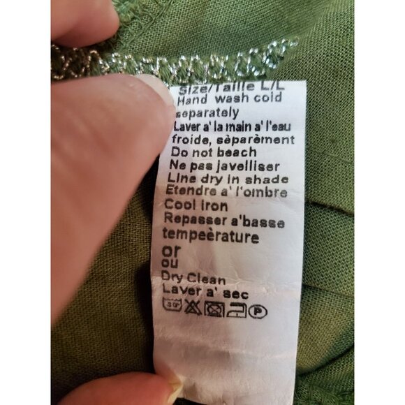 Cottagecore Terzo Millennio Linen Dress Women’s L Green Silver Trim Italy Boho - Picture 13 of 15